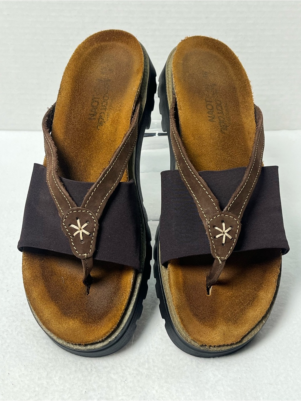 Naot Orion Sandals Womens 9/40 Brown Slip-On Chunky Platform Comfort Shoes